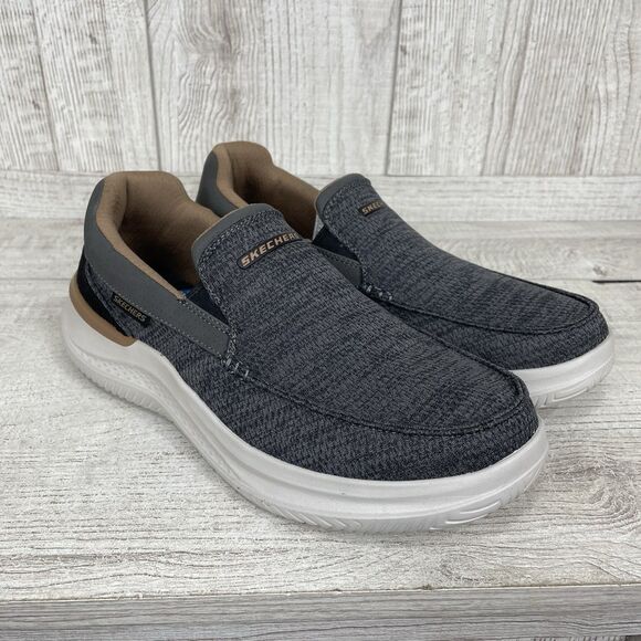 Skechers Hasting Marco Men Size 11.5 Gray Black Slip On Memory Foam Shoe 205367 main image 6